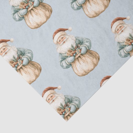 Kerstman Blauw Groen Tissuepapier (Detail)