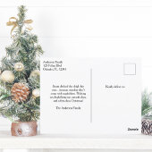 Kerstman blauw tweedekker vliegtuig & foto grappig briefkaart