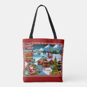Kerstman blij in zijn werkplaats tote bag (Achterkant)