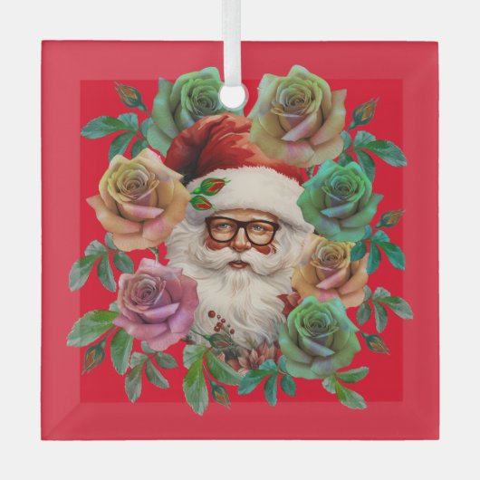 KERSTMAN BLOEMEN KERST CADO GLAS ORNAMENT (Voorkant)