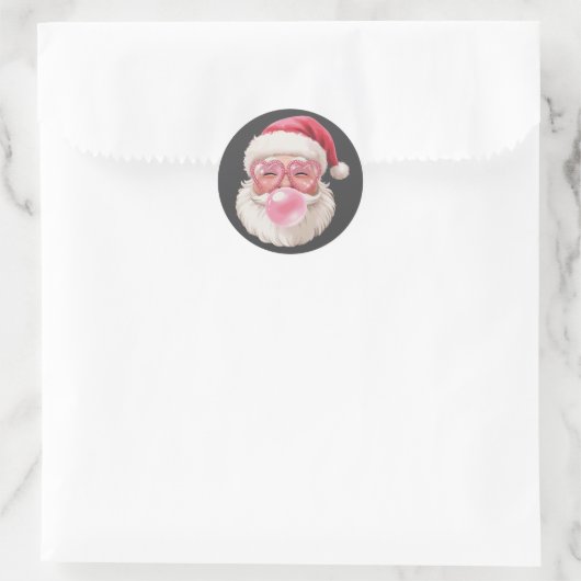 Kerstman Blowing Bubble Kerstmis Grappige Kerstmis Ronde Sticker (Tas)