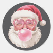 Kerstman Blowing Bubble Kerstmis Grappige Kerstmis Ronde Sticker (Voorkant)