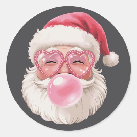 Kerstman Blowing Bubble Kerstmis Grappige Kerstmis Ronde Sticker (Voorkant)