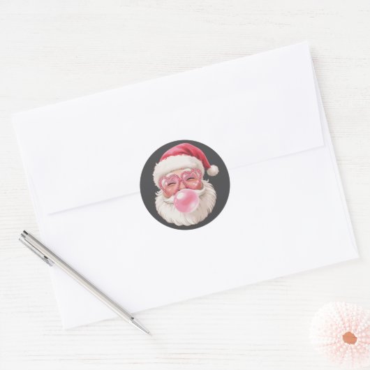 Kerstman Blowing Bubble Kerstmis Grappige Kerstmis Ronde Sticker (Envelop)