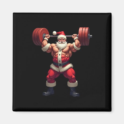 Kerstman bodybuilding Kerst gym Magneet (Voorkant)