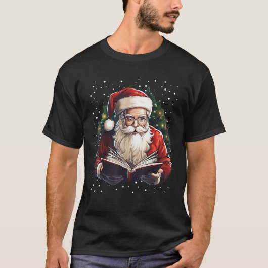 Kerstman Boekenwurm Lezer Boekenwurm Boekenwurm T-shirt (Voorkant)