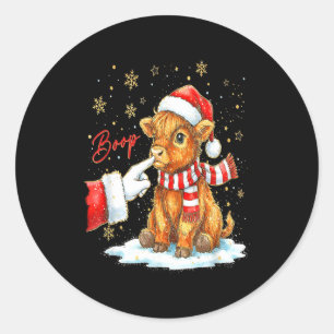Kerstman Boer Grappige Westerse Hand Boop Kerstmis Ronde Sticker