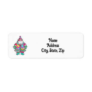 Kerstman Boho Schattig Roze Kerstadres Etiket