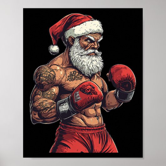Kerstman Boksen en MMA - Kerst Boksen Poster (Voorkant)