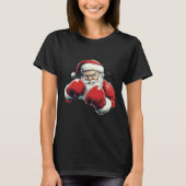Kerstman Boksen - Kerstman met Bokshandschoen T-shirt (Voorkant)