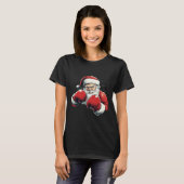 Kerstman Boksen - Kerstman met Bokshandschoen T-shirt (Voorkant volledig)