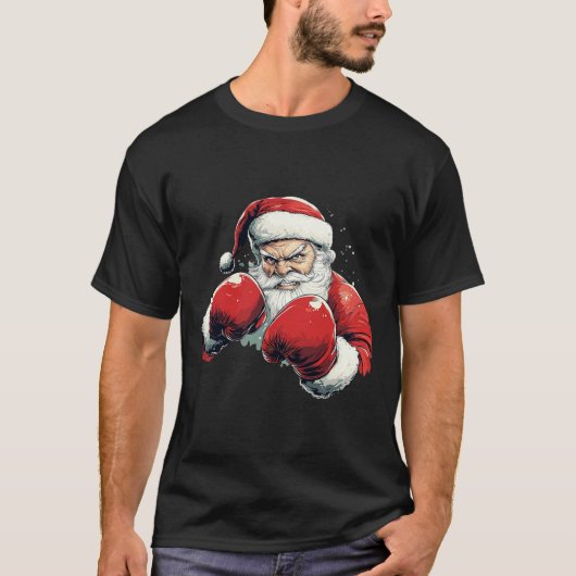 Kerstman Boksen - Kerstman met Bokshandschoen T-shirt (Voorkant)