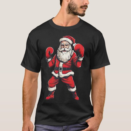 Kerstman Boksen Kickboksen Kerstmarkt T-shirt (Voorkant)