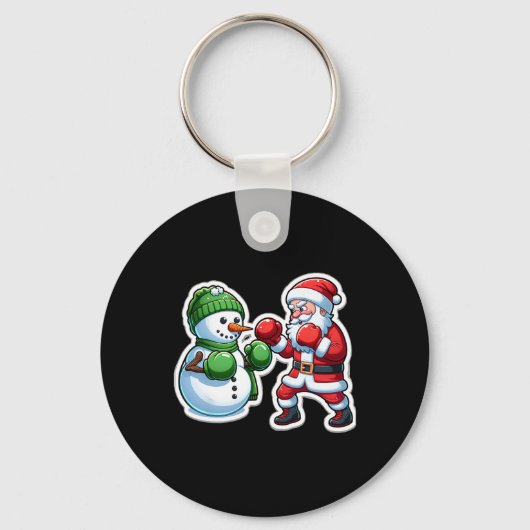 Kerstman Boksen Sneeuwman Kerstmis Sleutelhanger (Voorkant)