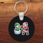 Kerstman Boksen Sneeuwman Kerstmis Sleutelhanger (Voorkant)