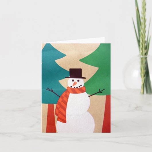 Kerstman & Bomen Feestdagen Kaart (Voorkant)