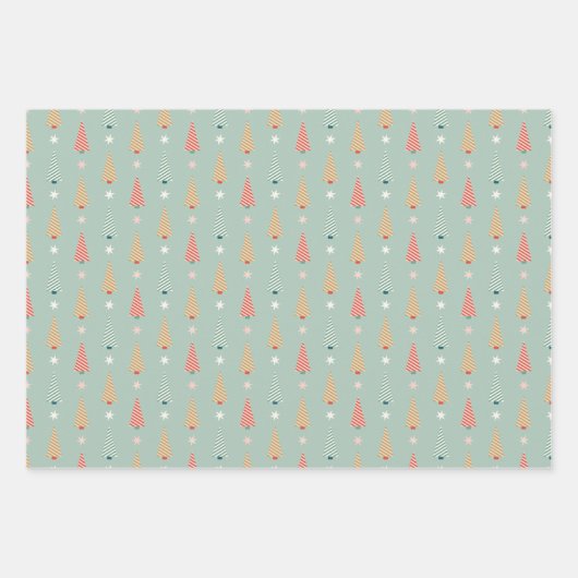 Kerstman bomen Sterren Wrapping Paper Set (Voorkant 3)