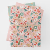 Kerstman bomen Sterren Wrapping Paper Set (In situ)