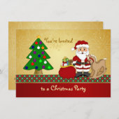 Kerstman, boom, cadeaus Kinder kerstfeest Kaart (Voorkant / Achterkant)