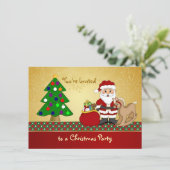 Kerstman, boom, cadeaus Kinder kerstfeest Kaart (Staand voorkant)