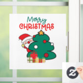 Kerstman Boom en Geschenken Raamsticker (Huis)