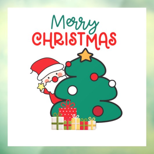 Kerstman Boom en Geschenken Raamsticker (Vel 3)