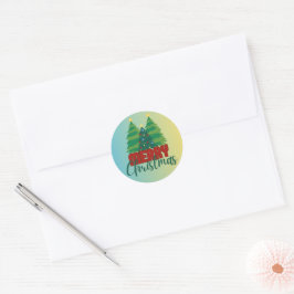Kerstman & Boom Magie – Kerststickers & Uitnodigin Ronde Sticker