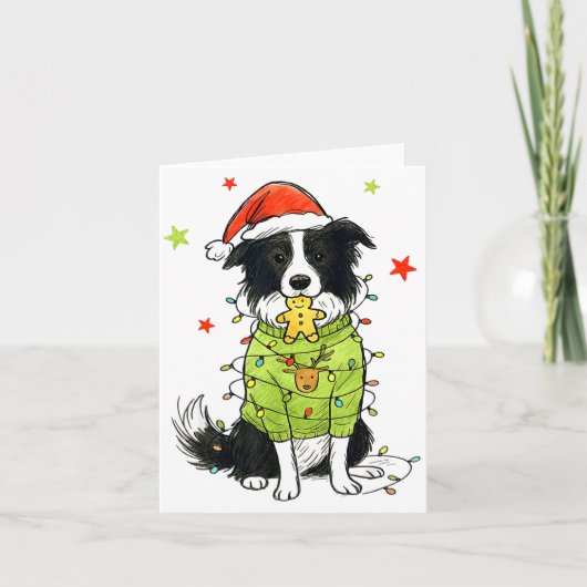 Kerstman Border Collie Kerst Border Collie Hond Mo Kaart (Voorkant)