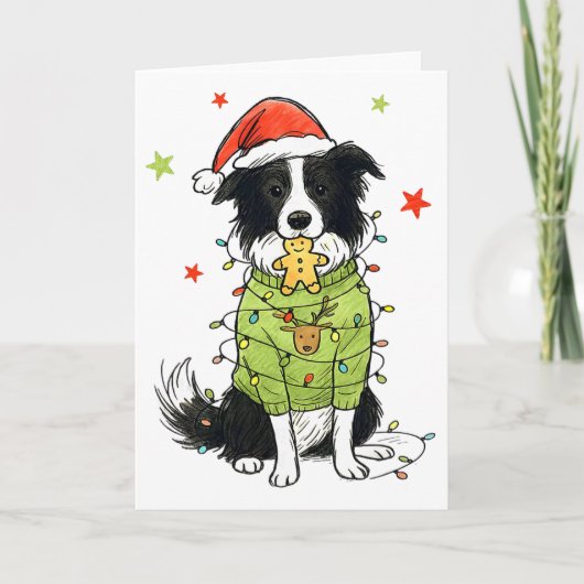 Kerstman Border Collie Kerst Border Collie Hond Mo Kaart (Voorkant)