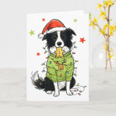 Kerstman Border Collie Kerst Border Collie Hond Mo Kaart (Gele Bloem)