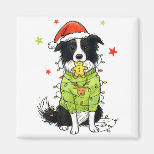 Kerstman Border Collie Kerst Border Collie Hond Mo Magneet