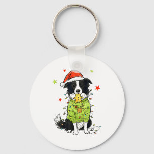 Kerstman Border Collie Kerst Border Collie Hond Mo Sleutelhanger