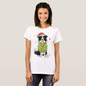 Kerstman Border Collie Kerst Border Collie Hond Mo T-shirt (Voorkant volledig)