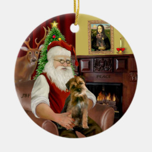 Kerstman - Border Terrier 1 Keramisch Ornament