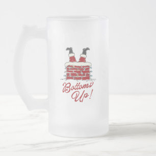Kerstman “Bottoms Up” Grappig Kerstfeest Cadeau Matglas Bierpul
