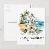 Kerstman bouwt zandkasteel voor Kerstmis Briefkaart (Voorkant / Achterkant)