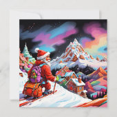 Kerstman boven dal skiet Kerstmis Feestdagenkaart (Voorkant)