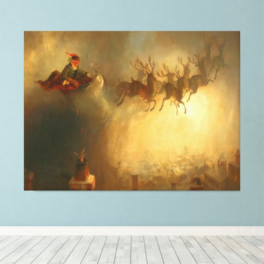 Kerstman boven Rhode Island Canvas Afdruk (Insitu (Houten vloer))
