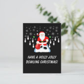 Kerstman Bowling Holly Jolly Pret Briefkaart (Staand voorkant)