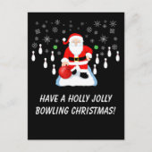 Kerstman Bowling Holly Jolly Pret Briefkaart (Voorkant)