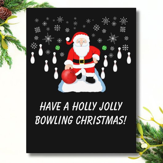 Kerstman Bowling Holly Jolly Pret Briefkaart