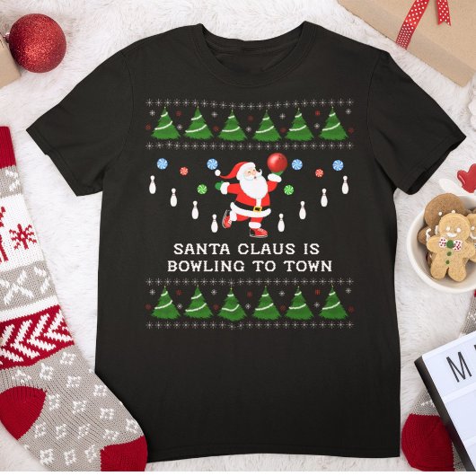 Kerstman Bowling naar de Stad T-shirt