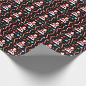 Kerstman Bowling Patroon Cadeaupapier (Hoek)