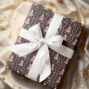 Kerstman Bowling Patroon Cadeaupapier