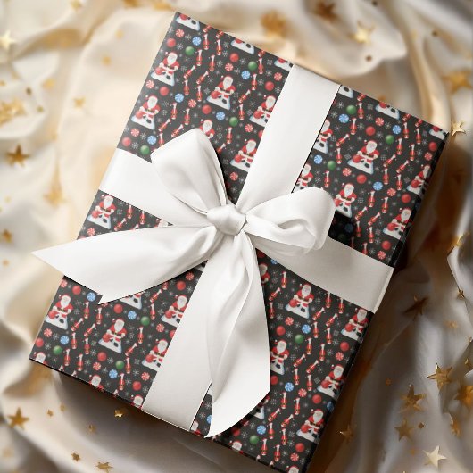 Kerstman Bowling Patroon Cadeaupapier