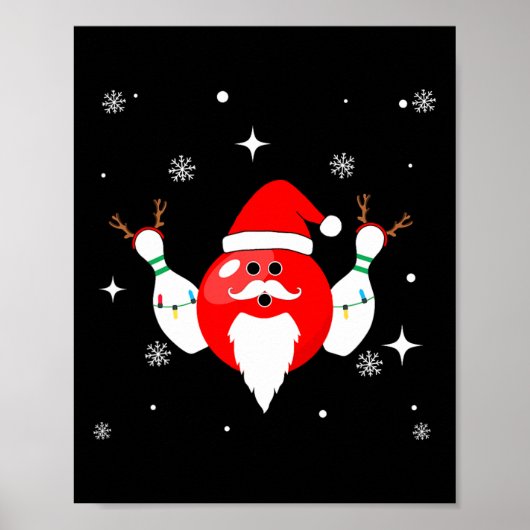 Kerstman bowling team in het huis poster (Voorkant)