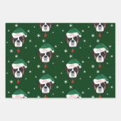Kerstman Boxer Hond Sneeuwvlok Inpakpapier Vel (Voorkant)