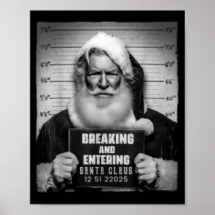 Kerstman braak inbreken Mugshot Grappige Kerstmis Poster