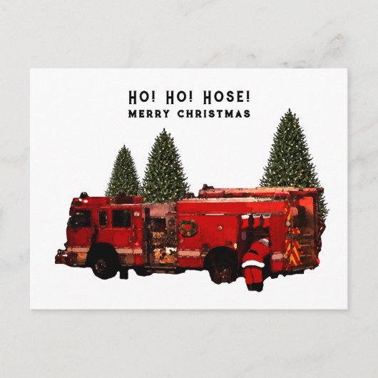 Kerstman brandweer briefkaart (Voorkant)