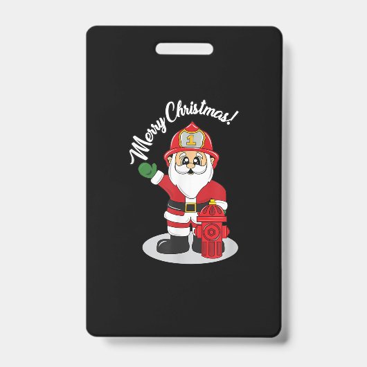Kerstman Brandweerman Santa Winter Badge (Voorzijde)
